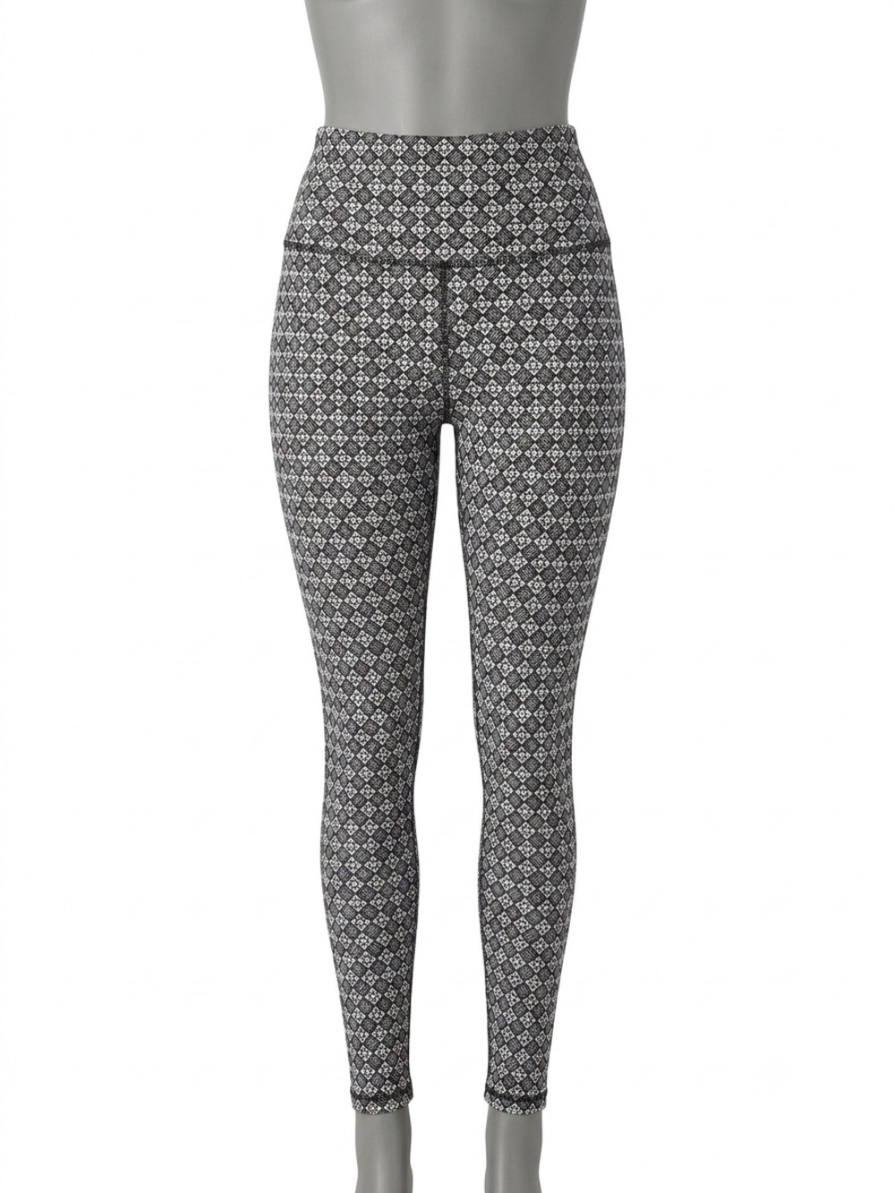 Talbots Black White Geometric Medallion Print High Waist Medium Leggings